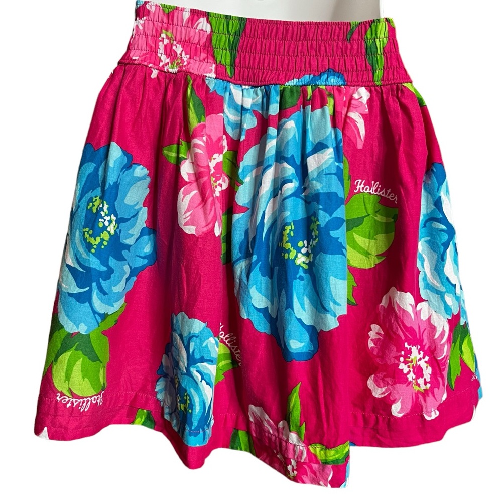 Hollister Y2K Floral Mini Skirt Pink Blue Boho Skater Festival Size M - Picture 3 of 8